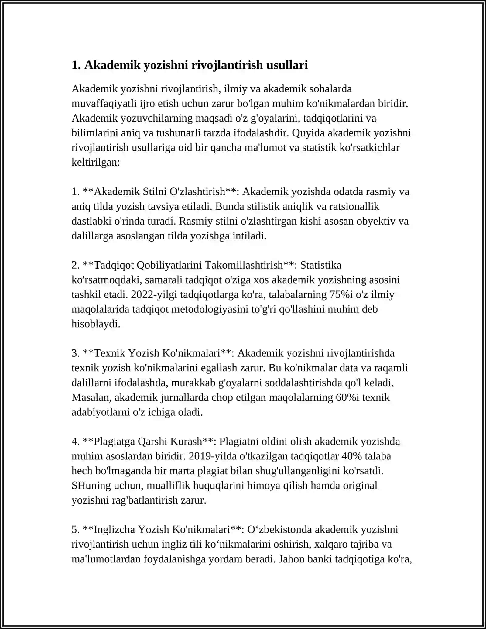 YOZMA AKADEMIK MATNLARNI YARATISH KO'NIKMALARINI SHAKLLANTIRISH 3
