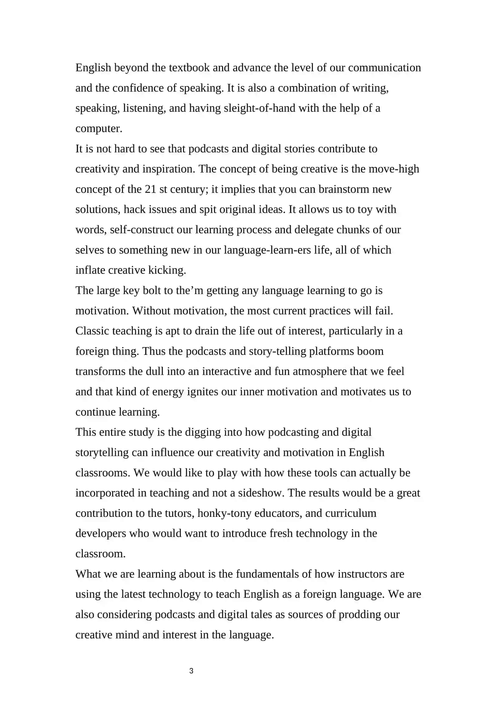 PODCASTING AND DIGITAL STORYTELLING: INSPIRING CREATIVITY AND MOTIVATION IN ENGLISH LANGUAGE LEARNERS 3