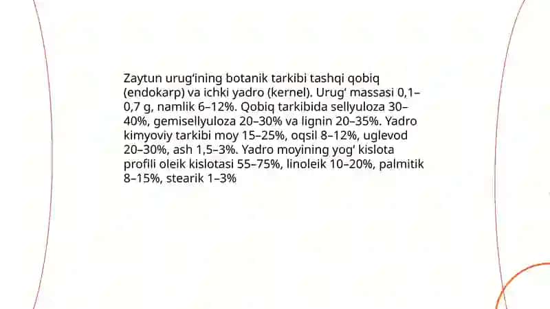 Zaytun urugʻidan sovuq presslash orqali moy olish texnologiyasi 3