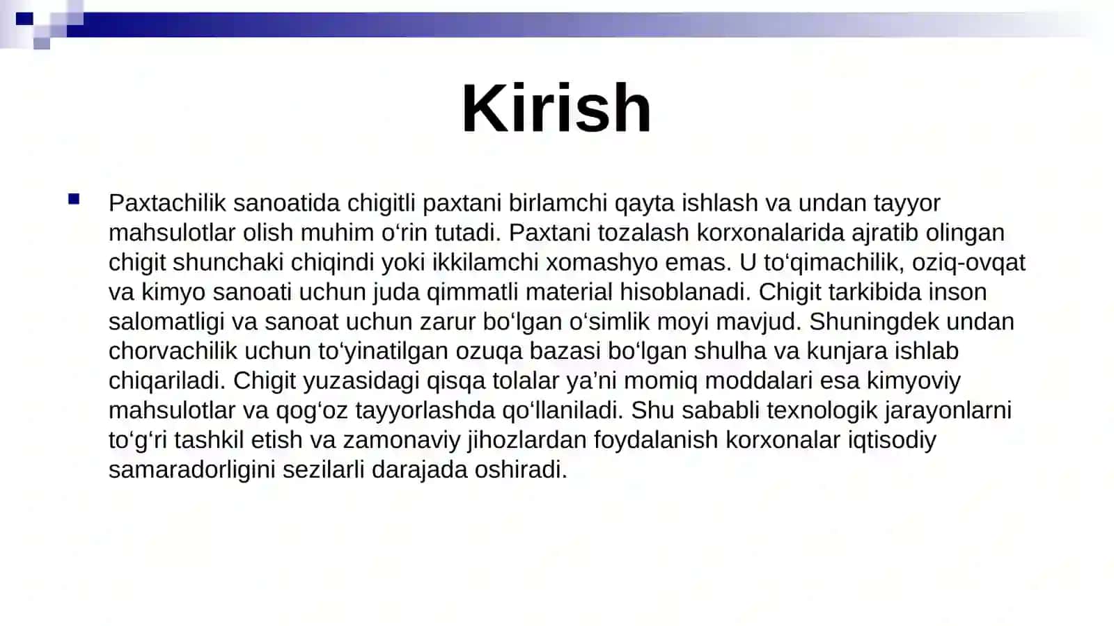 Paxta chigitini qayta ishlash texnologiyalari Tozalash, saralash va momiq olish jihozlari 3