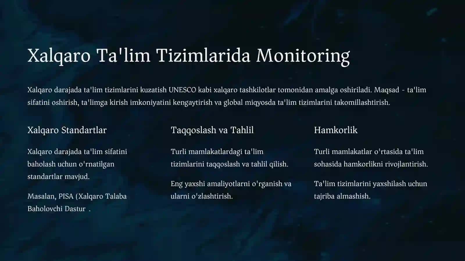 Xalqaro mintaqaviy va mahalliy talim tizimlarida monitoring 3