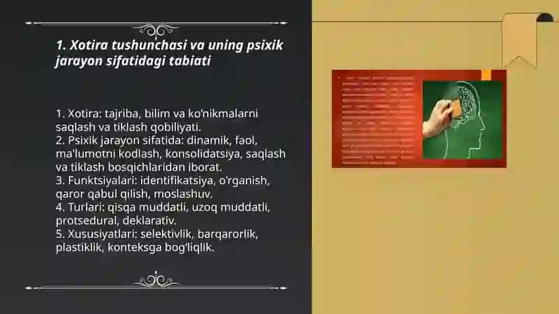 Xotiraning psixik jarayon sifatida o’rganilishi 3