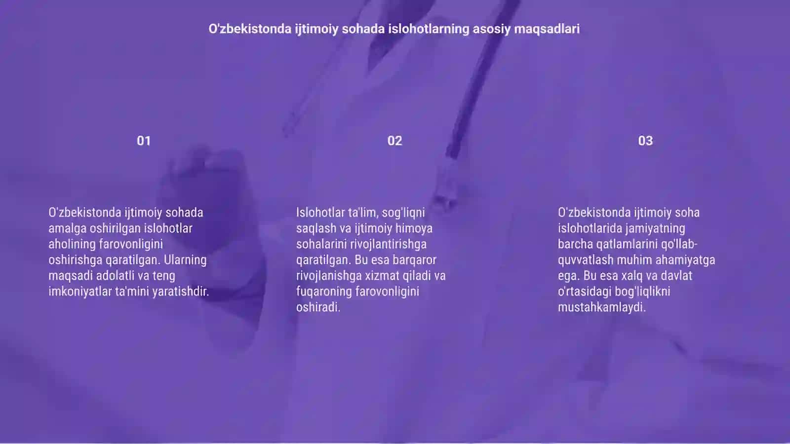 O'zbekistonda ijtimoiy sohada amalga oshirilgan islohotlar 3