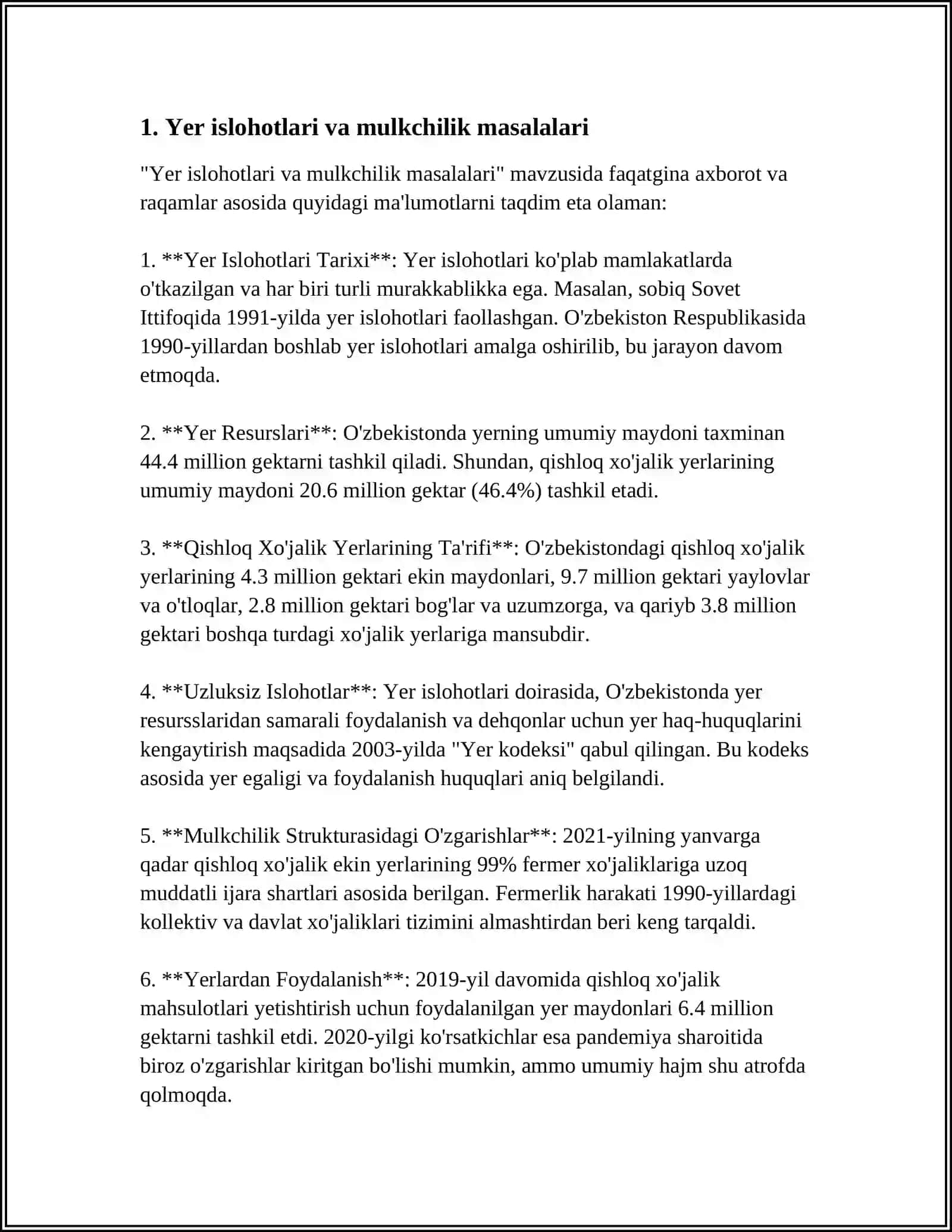 Yer islohotlari va mulkchilik masalalari 3