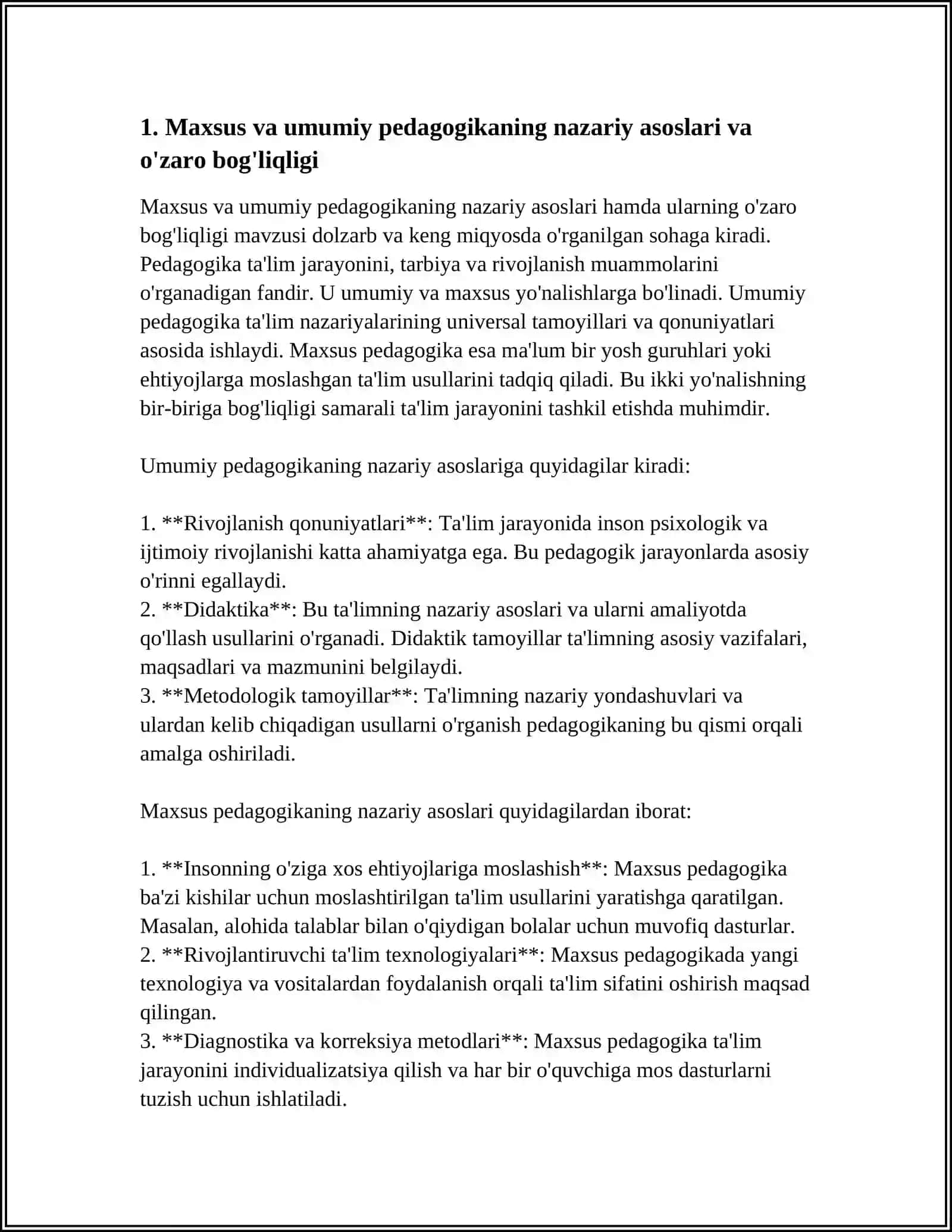 MAXSUS PEDAGOGIKA VA UMMUMIY PEDAGOGIKA O'RTASIDAGI BOG'LIQLIK 3