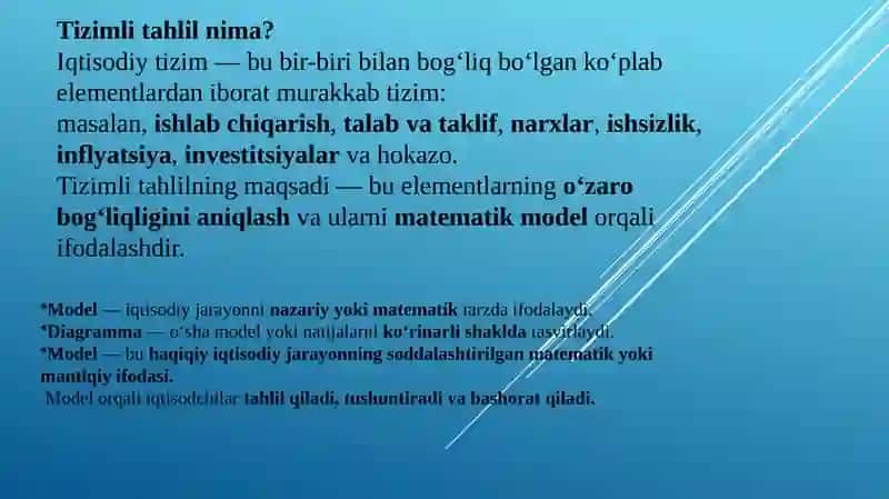 Iqtisodiy jarayonlar va amaliy masalarni tizimli taxlil etish 3