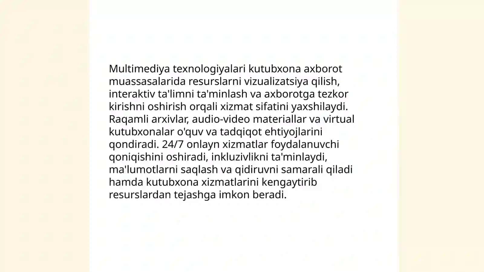 Kutubxona axborot muassalarida multimediya tizimlaridan foydalanish 3