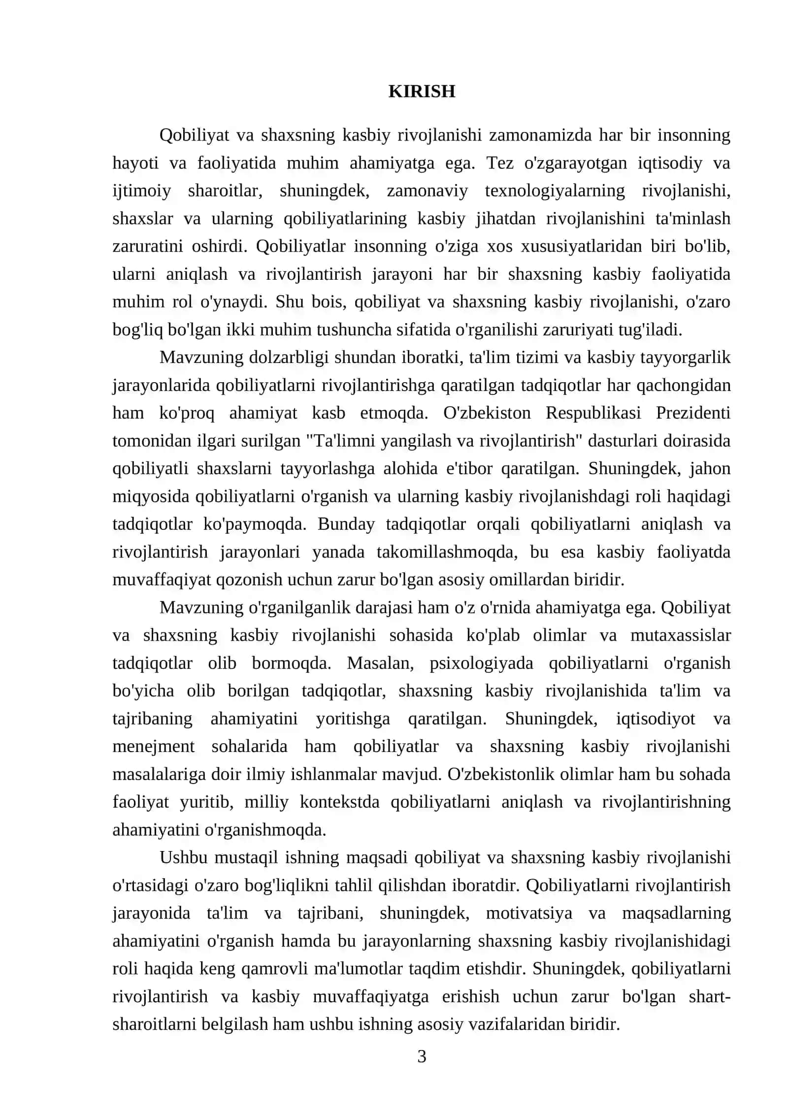 KASBIY PISIXOLOGIYA. FANIDAN TAYYORLAGAN MUSTAQIL ISHI 3