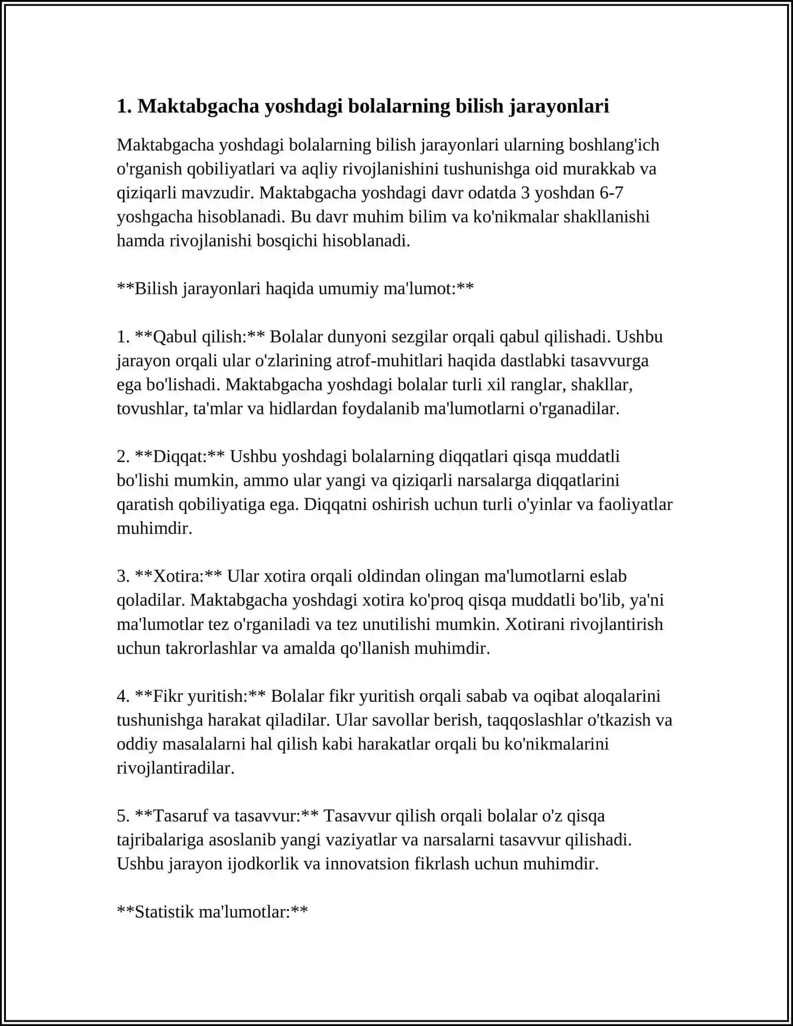 MAKTABGACHA YOSH DAVRIDA BILISH DARAJASI 3