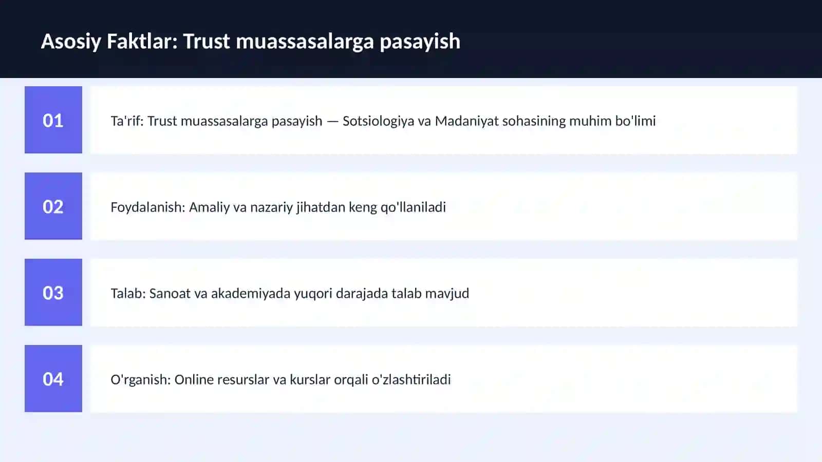 Trust muassasalarga pasayish 3