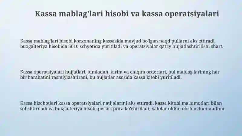 Pul mablag'lari va hisob kitoblar hisobi 3