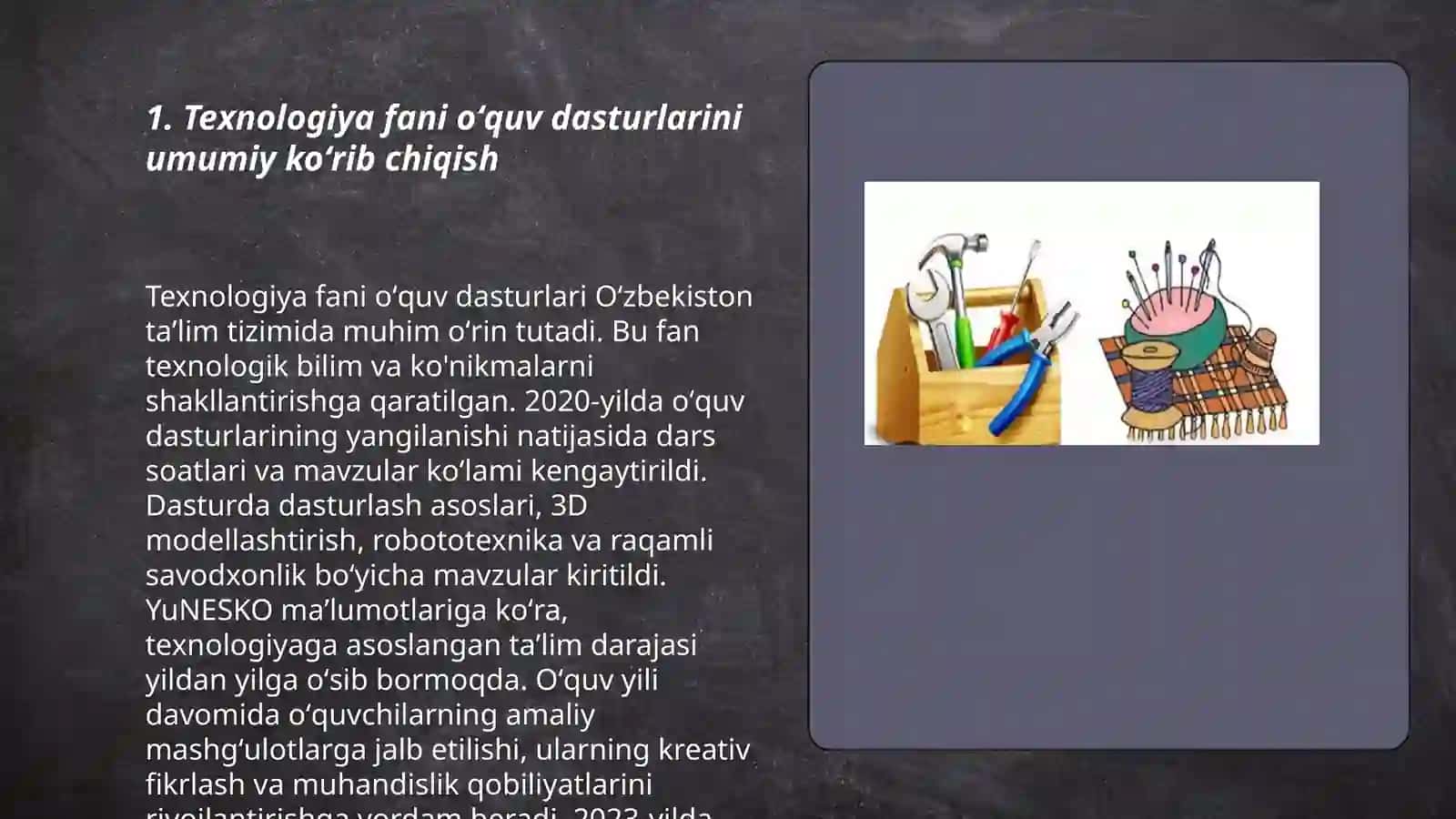 Texnologiya faniga oid oʻquv dasturlarini tahlil qilish 3