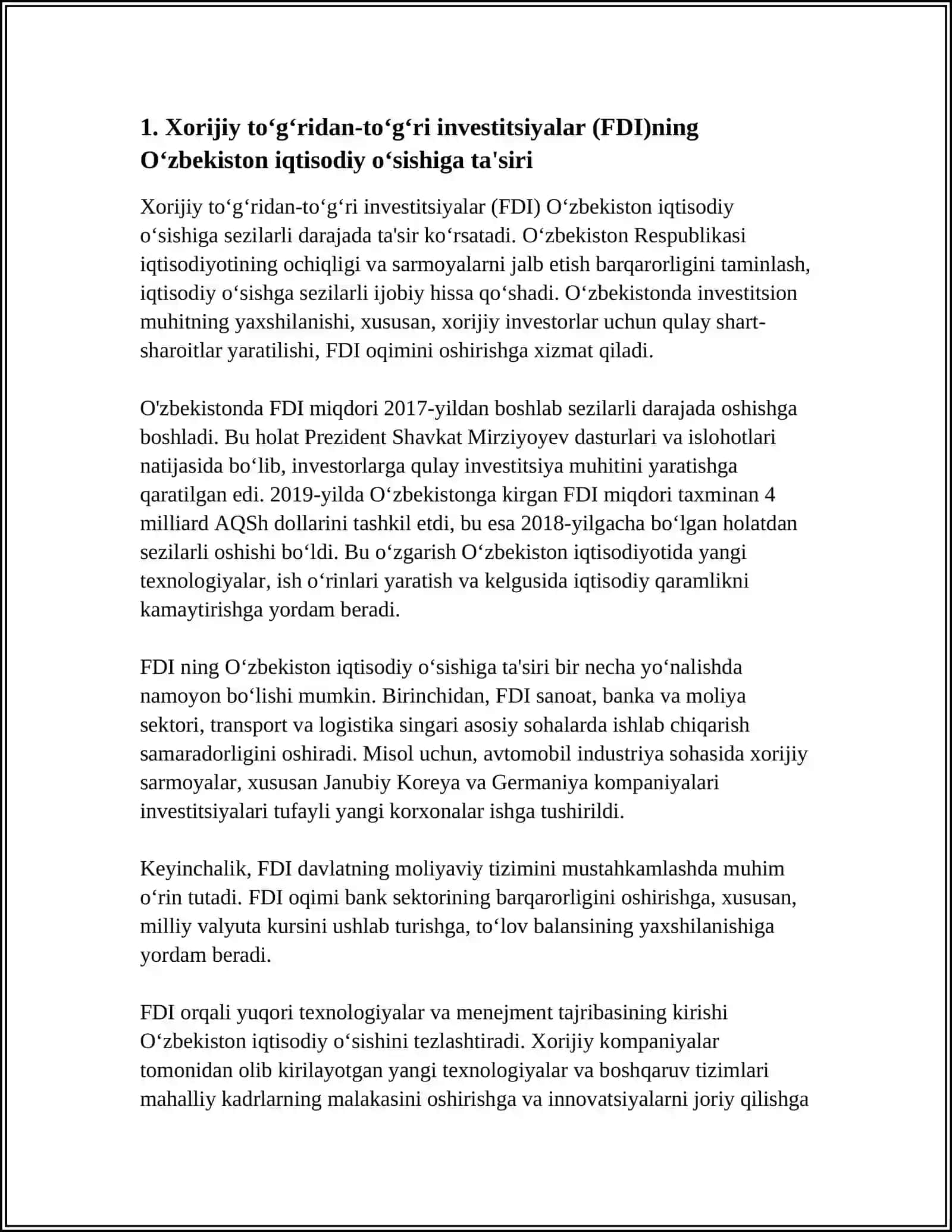 ÒZBEKISTON IQTISODIYOTIDA INVESTITSIYA FAOLLIGI VA UNING ÒSISHGA TASIRI 3