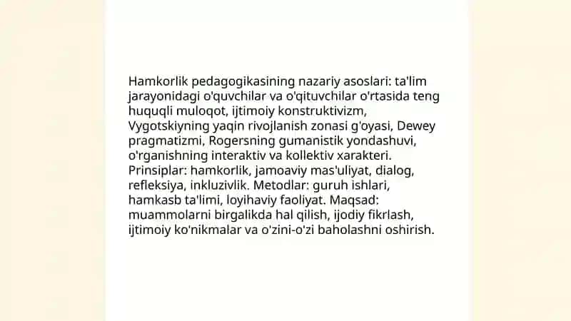 Hamkorlik pedagogikasining konseptual g'oyalari 3