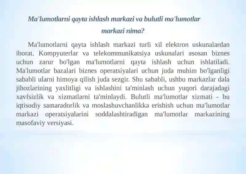 Markaziy ma’lumotlarni qayta ishlash xizmatlari 3