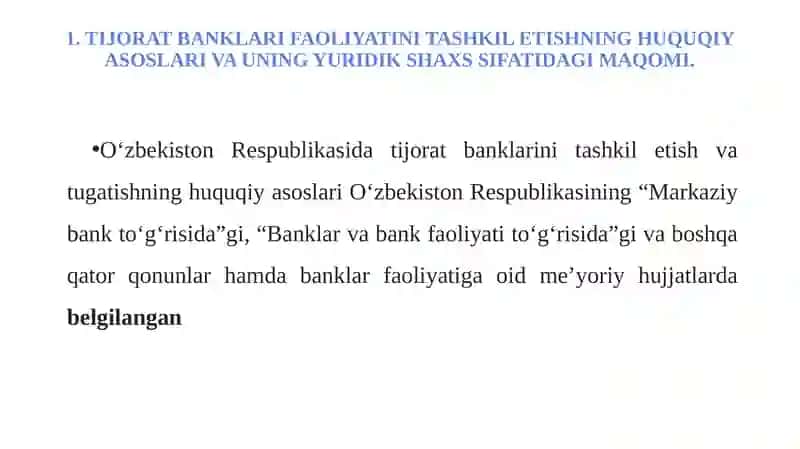 TIJORAT BANKLARI FAOLIYATINING HUQUQIY ASOSLARI 3