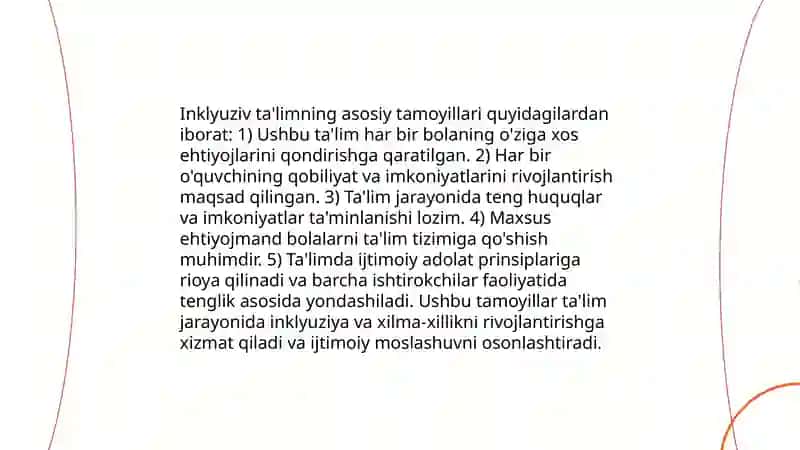 Inklyuziv, uy ta’limi va “Mehrli maktab”larda pedagogik jarayonini tashkil etish yo‘llari va vositalari 3