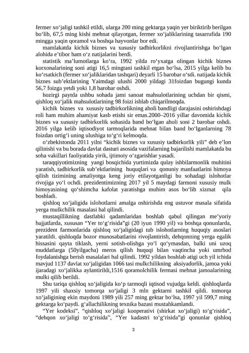 O‘zbekistonda iqtisodiy islohotlarning amalga oshirilishi, bozor munosabatlarining shakllanishi 3