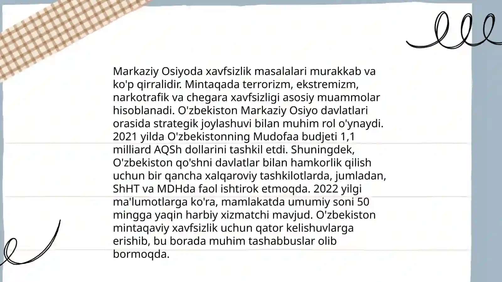 Markaziy Osiyoda xavfsizlik masalalari va O'zbekistonning tutgan o'rni 3