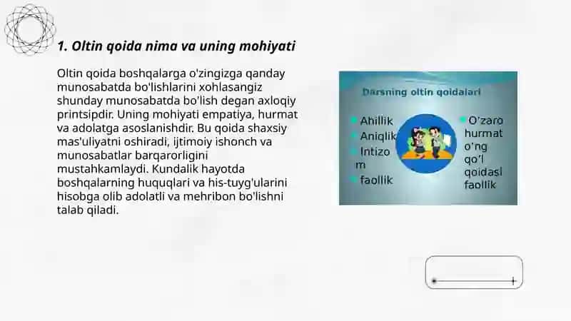 Oltin qoida asosida yashayman 3