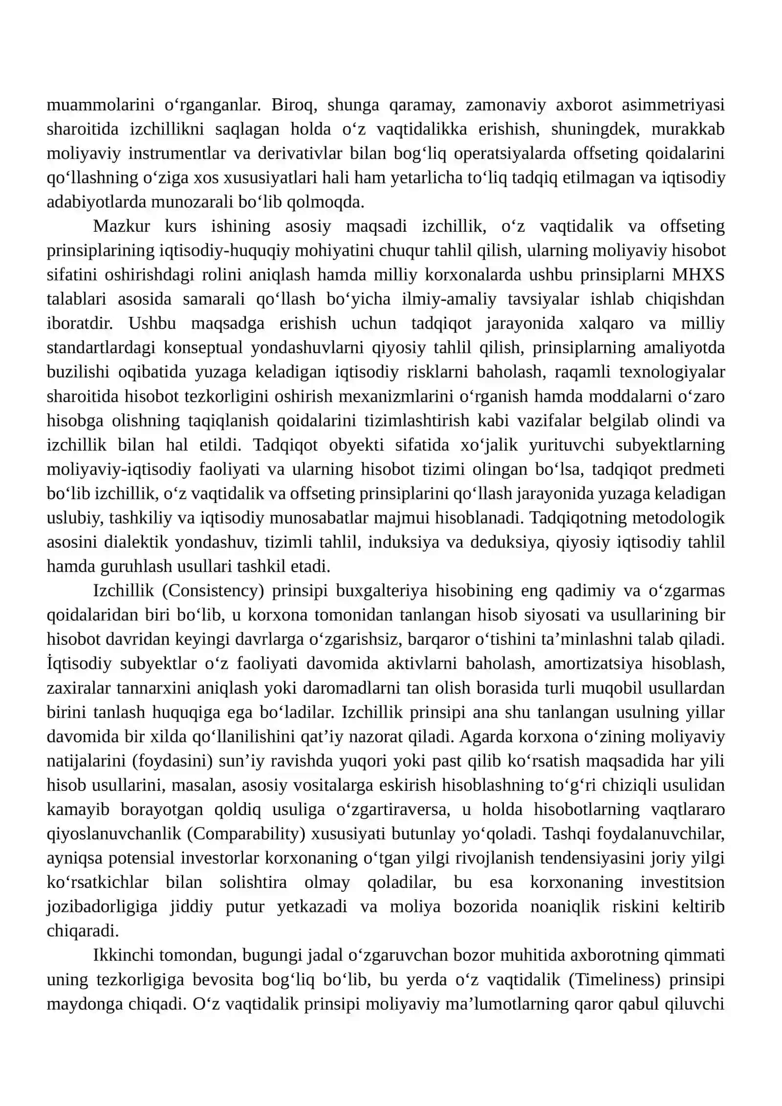 BOB. IZCHILLIK, O‘Z VAQTIDALIK VA OFFSETING PRINSIPLARI 3
