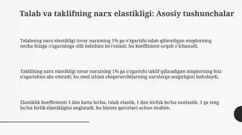 Talab va taklifning narx elastikligi 3