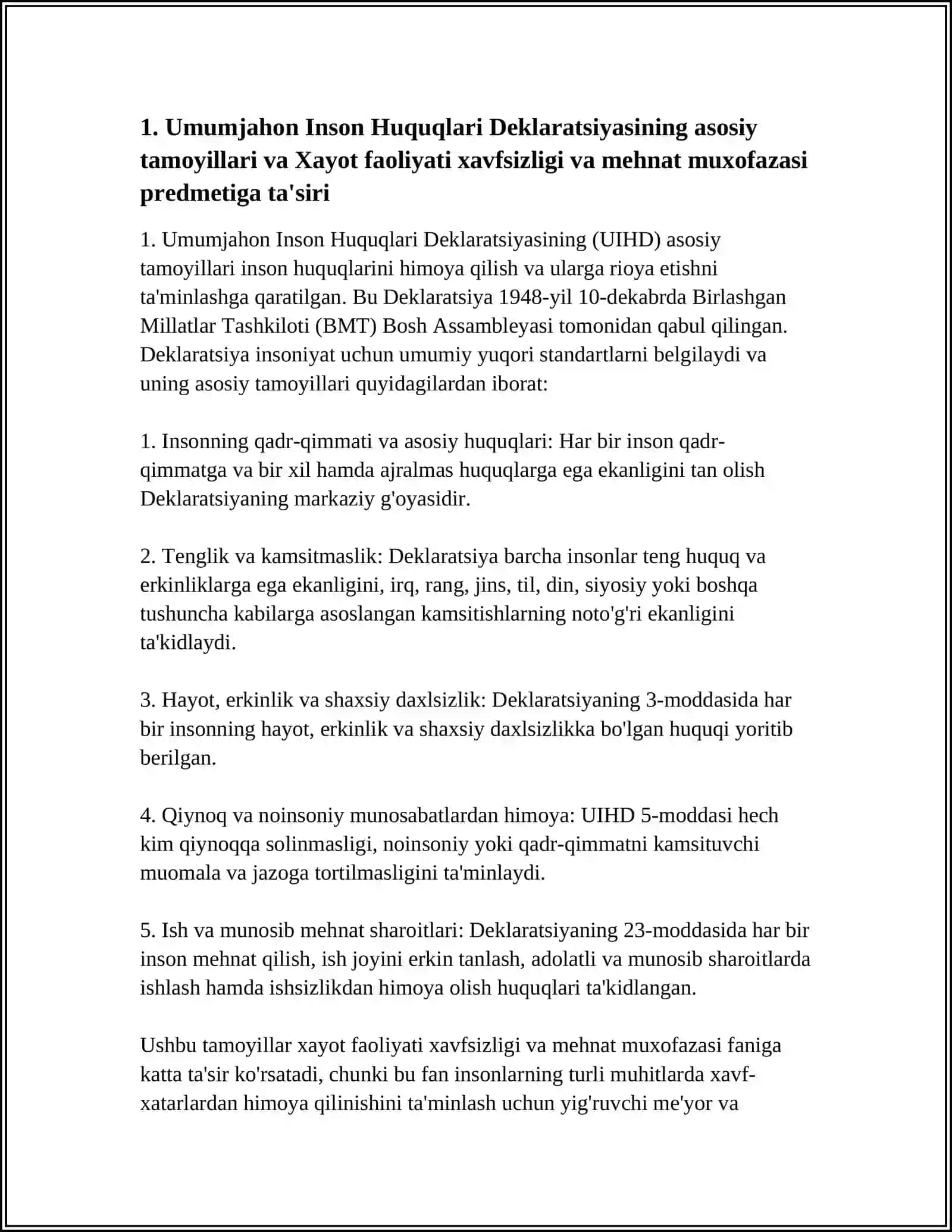XAYOT FAOLYATI XAVFSIZLIGI VA MEHNAT MUXOFAZASI' PREDMETI 3