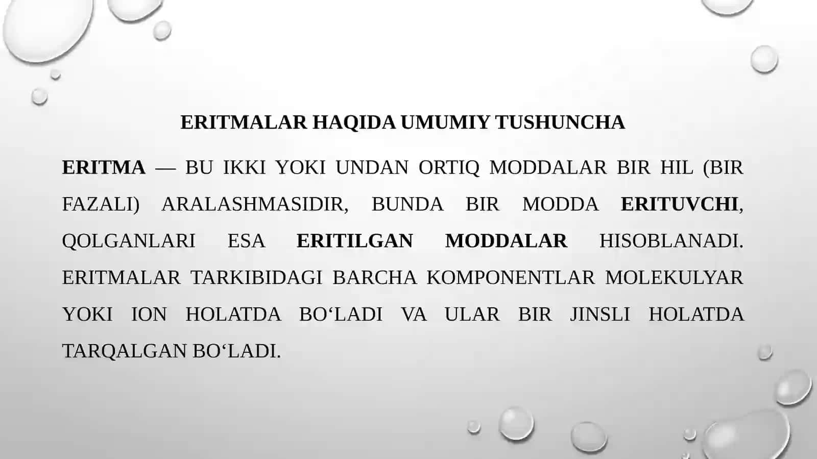 Eritmalar va ularga oid hisoblashlar 3