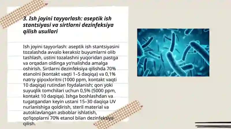 Fiksirlangan, bo‘yalgan preparatni tayyorlash, tayoqchasimon mikroorganizmlar va ularning morfologiyasi bilan tanishish 3
