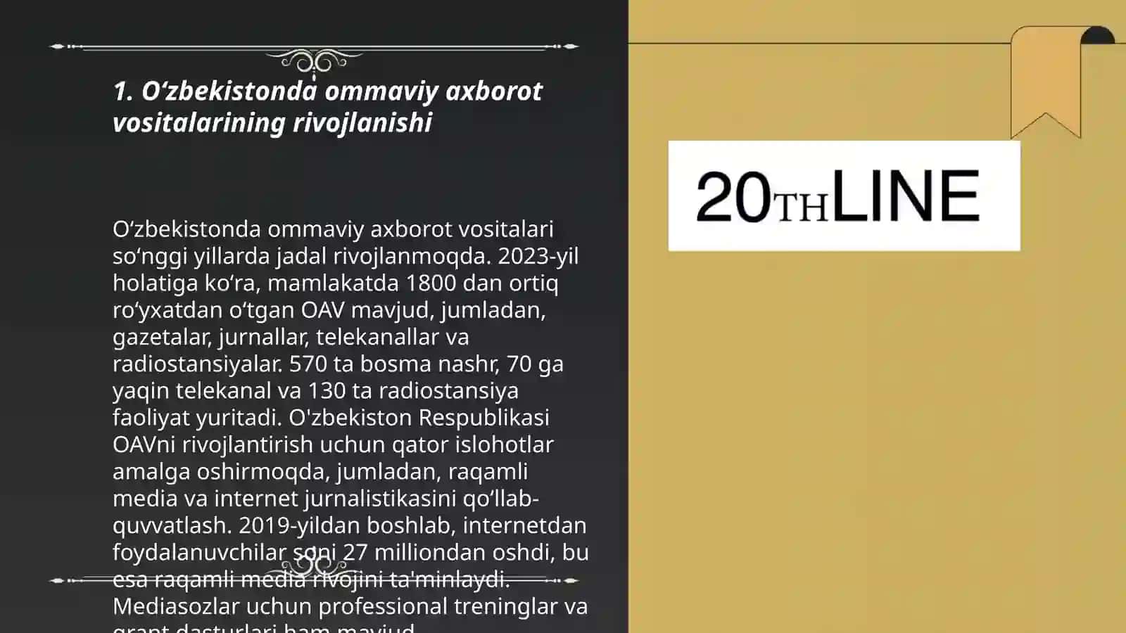 Oʻzbekiston respublikasida ommaviy axborot vositalarining faoliyatlari 3