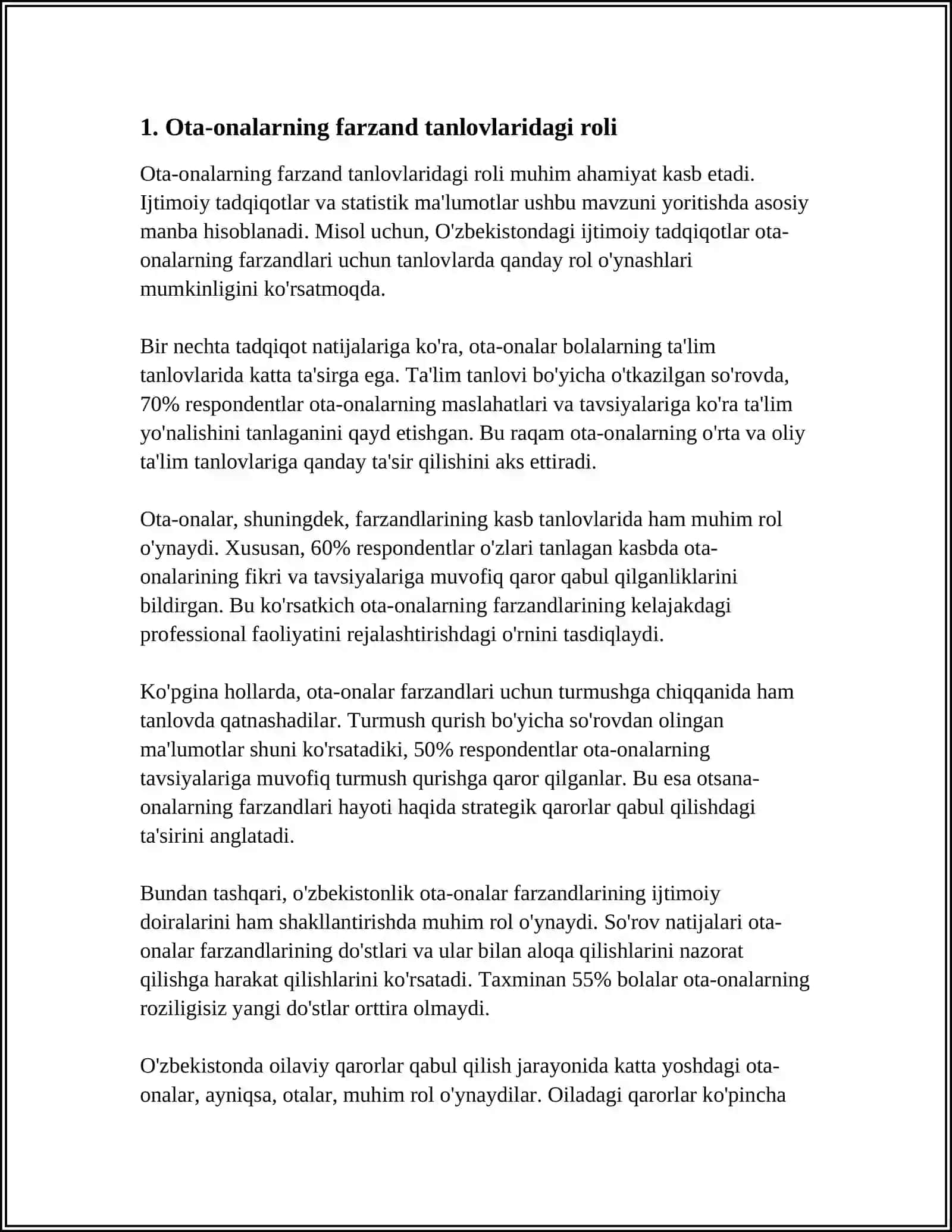 KASB TANLASHDA OTA-ONALARNING TUTGAN O'RNI 3
