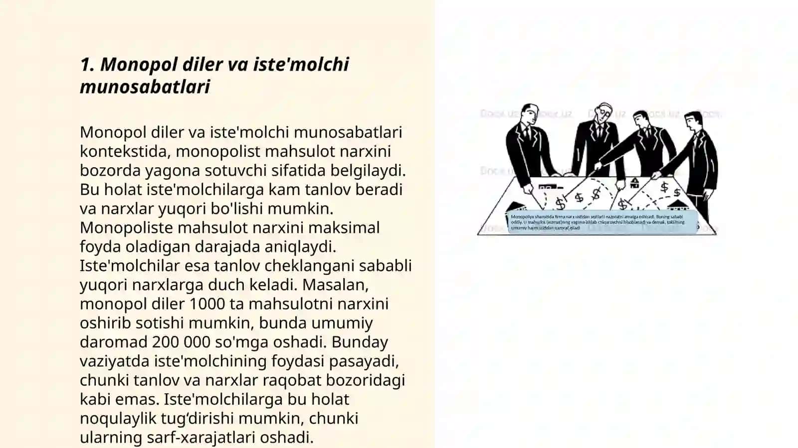 Raqobatlashmagan bozor sharoitida monopol narx belgilash va bozor hokimiyati 3