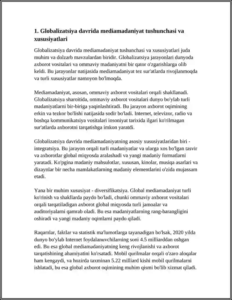 GLOBALIZATSIYA DAVRIDA MEDIAMADANIYAT VA MEDIASAVADXONLIK 3