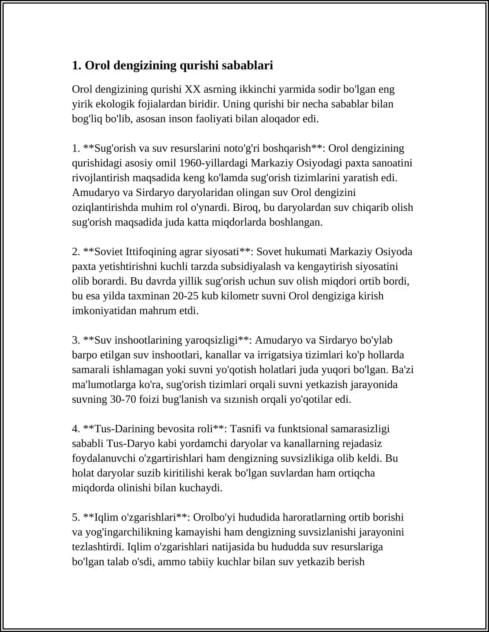 QORAQALPOGʻISTON RESPUBLIKASINING EKOLOGIYASI,ORAL HALOKATI 3