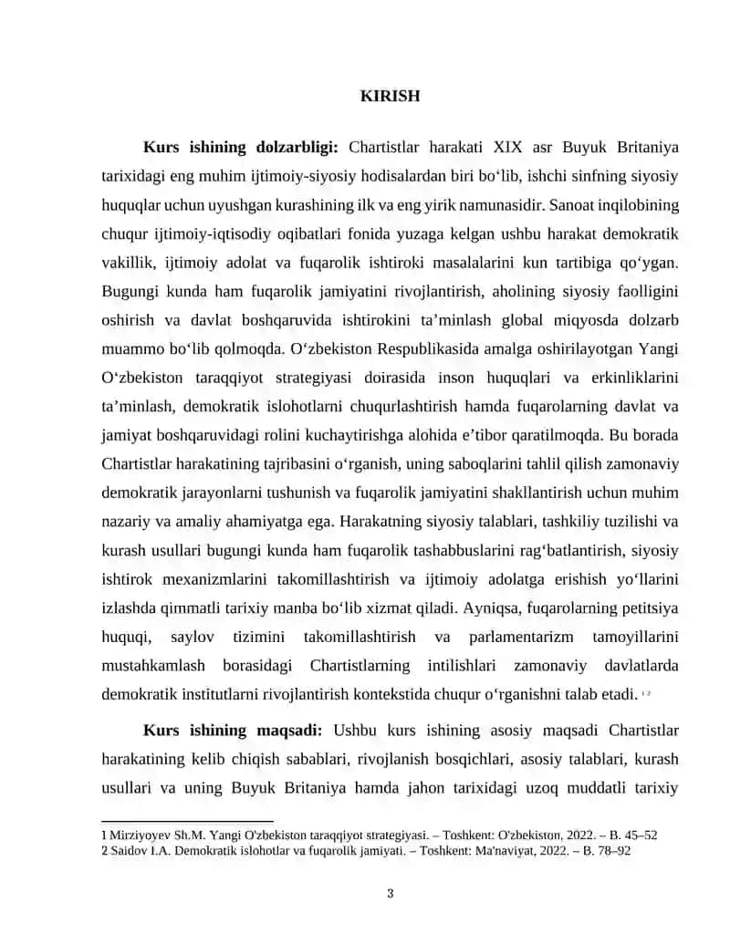 "CHARTISTLAR HARAKATI VA UNING TARIXIY AHAMIYATI." 3