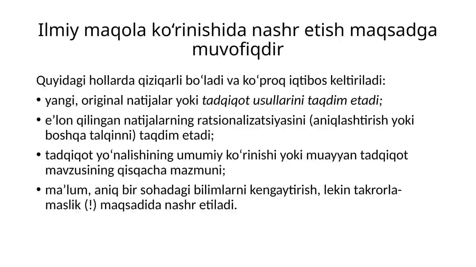 Xalqaro jurnallarda maqolalar nashr qilishning zarurati va ahamiyati 3