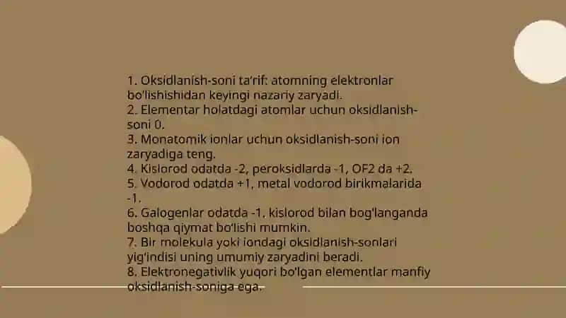 Oksidlanish qaytarilish va ular asosida hisoblashlar 3