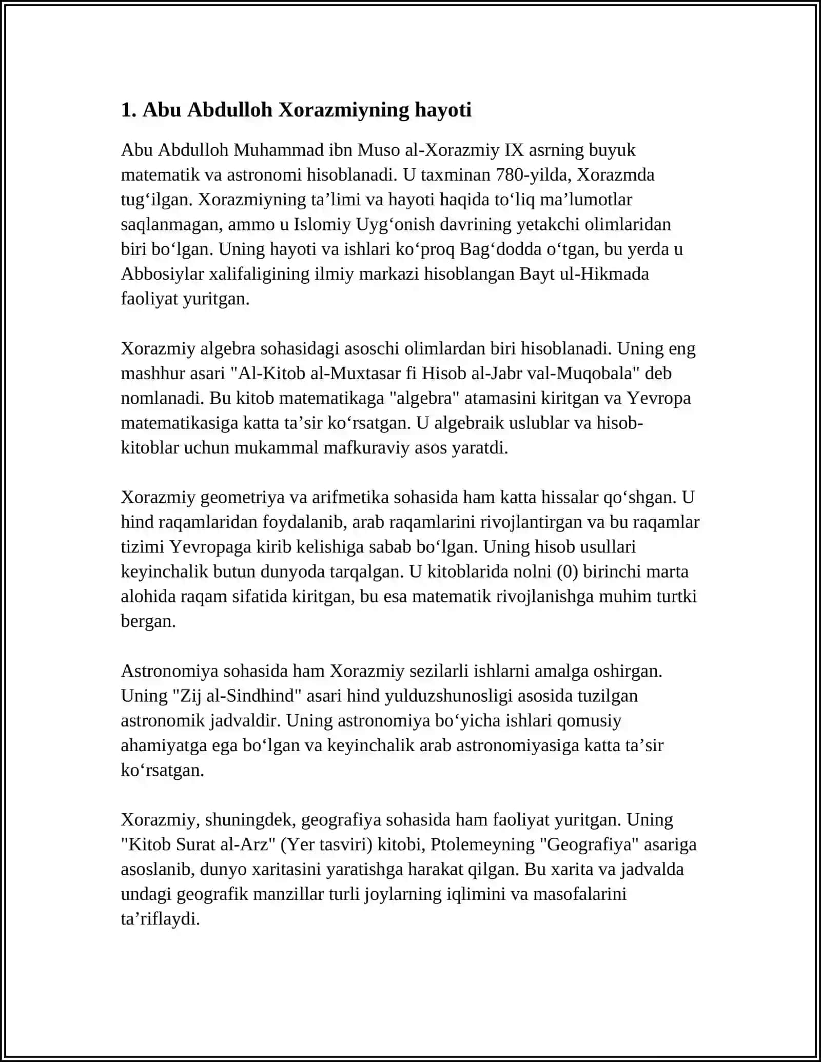 IX XI ASRLAR SHARQ UYGʻONISH DAVRI. ABU ABDULLOH XORAZMIYNING DIDAKTIK QARASHLARI 3