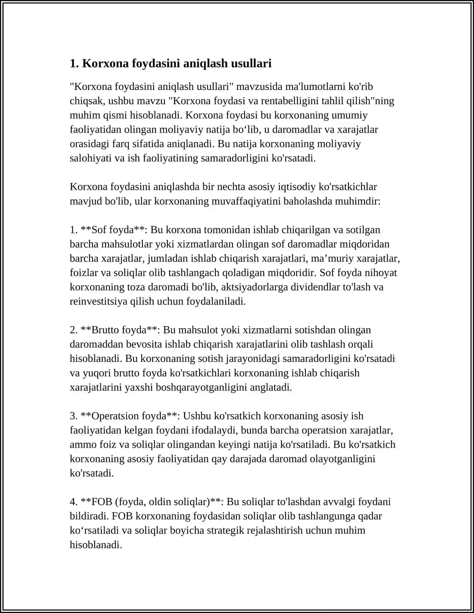 KORXONA FOYDASI VA RENTABELLIGINI TAHLIL QILISH 3