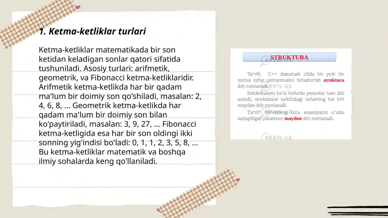 Ketma-ketliklar va progressiyalar 3