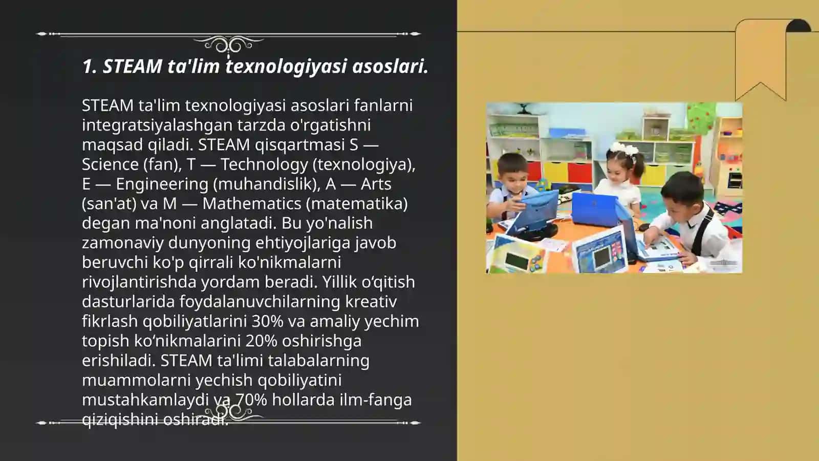 Ilk qadam davlat dasturi boʻyicha maktabgacha yoshdagi bolalarda STEAM taʼlim texnologiyasi asosida taʼlim-tarbiya berish masalalari 3