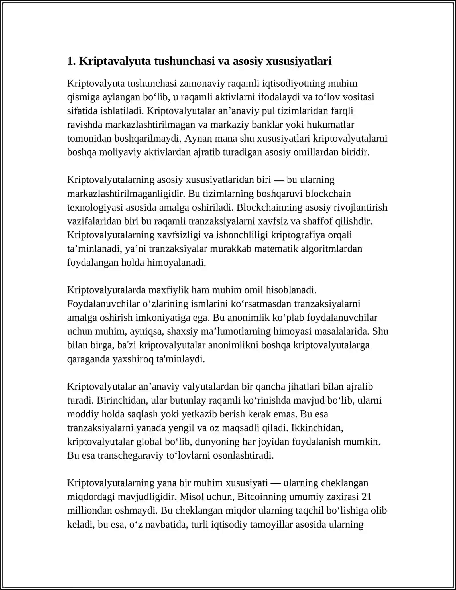KRIPTAVALYUTA TUSHUNCHASI UNI PAYDO BOLISHI VA RIVOJLANISHI 3