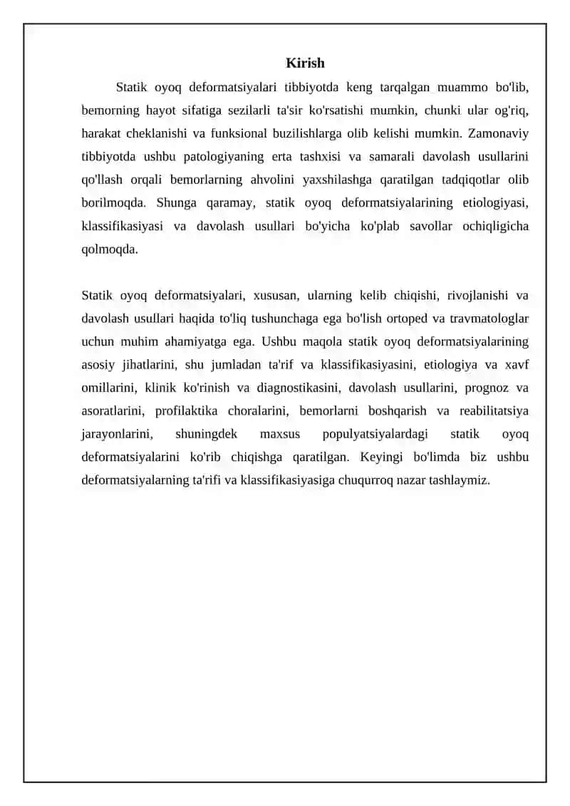 Oyoq panjasi statik deformatsiyasi 3