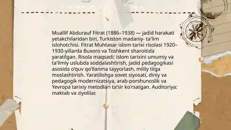 Fitrat Muhtasar islom tarixi risolasi 3