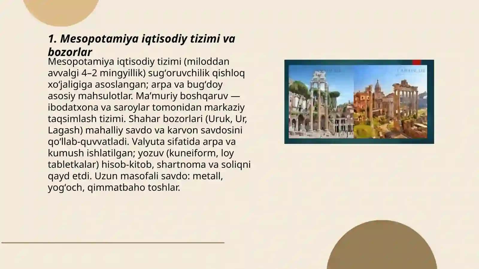 Mesopotamiya iqtisodiy tizimi va bozorlar 3