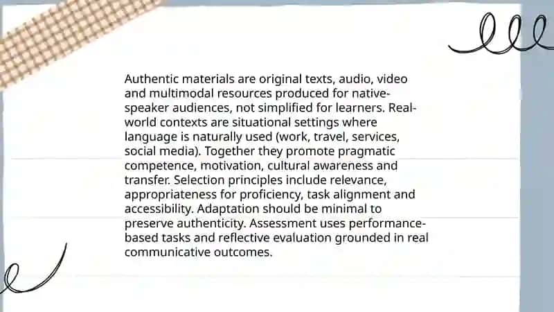 Selecting and applying authentic materials and real world contexts in EFL instruction 3