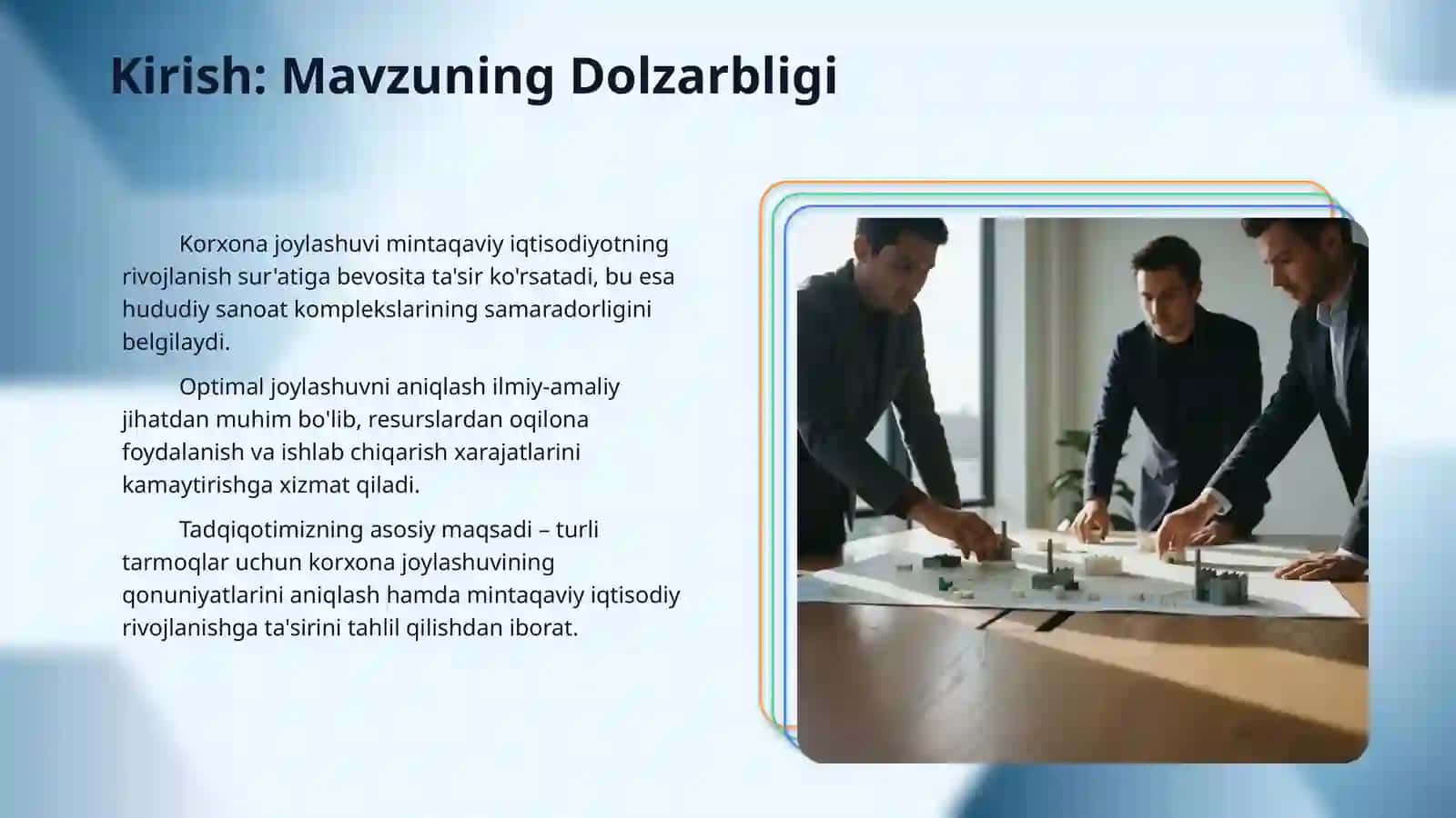 Turli tarmoqlarda korxonalarni joylashtirishning qonuniyatlari. 3