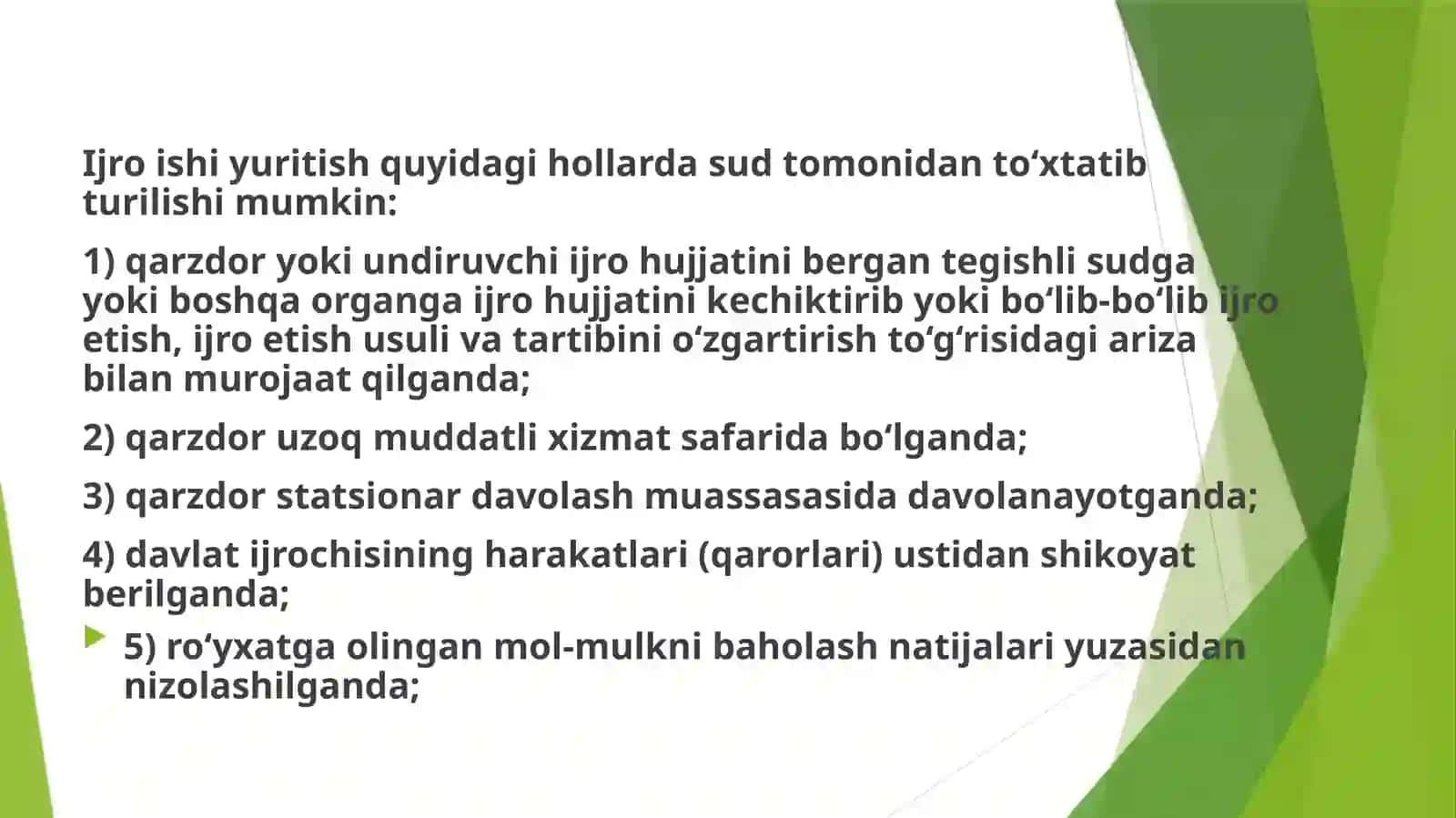 Ijro ishi yuritishni to‘xtatib turish va tugatish asoslari 3
