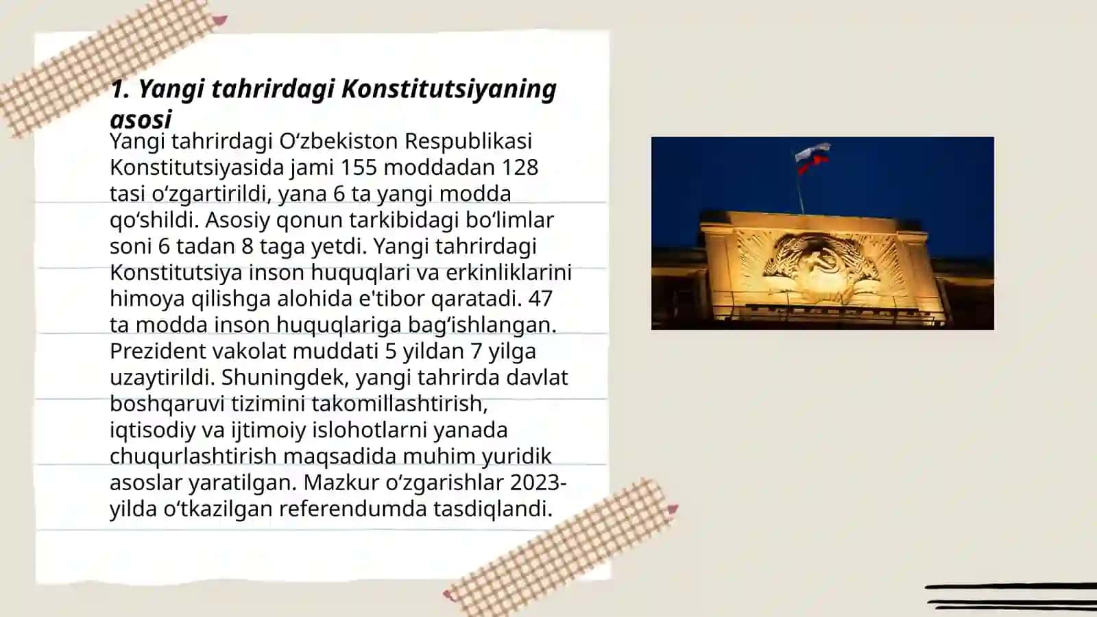 Yangi tahrirdagi oʻzbekiston respublikasi konstitutsiyasining qabul qilinishi 3