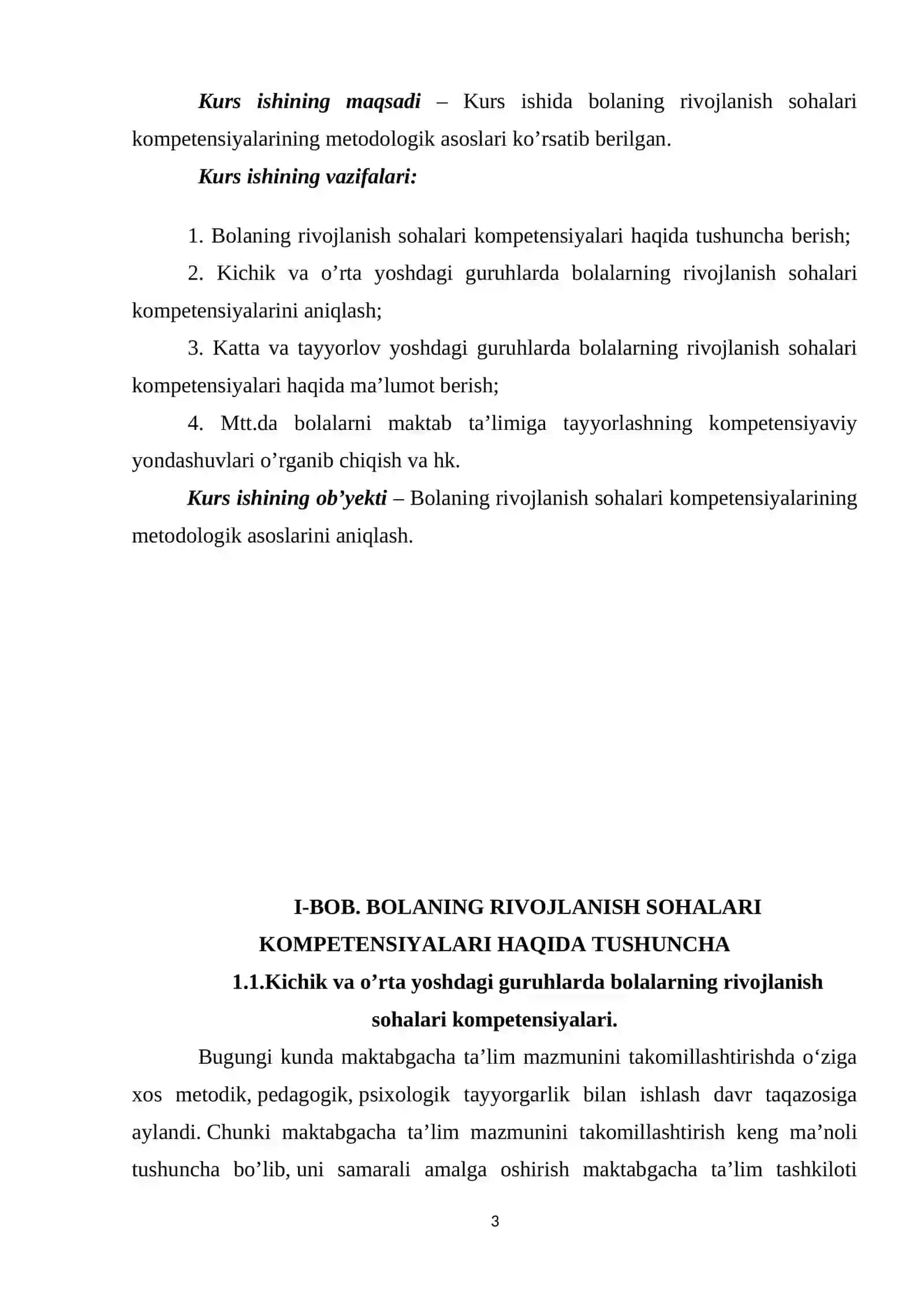 Bolaning rivojlanish sohalari kompetensiyalari 3